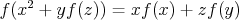 $$
f(x^2+yf(z))=xf(x)+zf(y)
$$